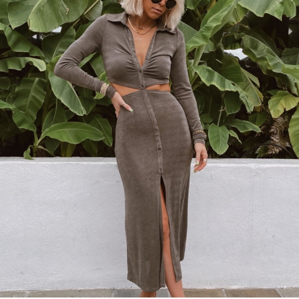 12th Tribe - Button Down Cut Out Cocktail Dress